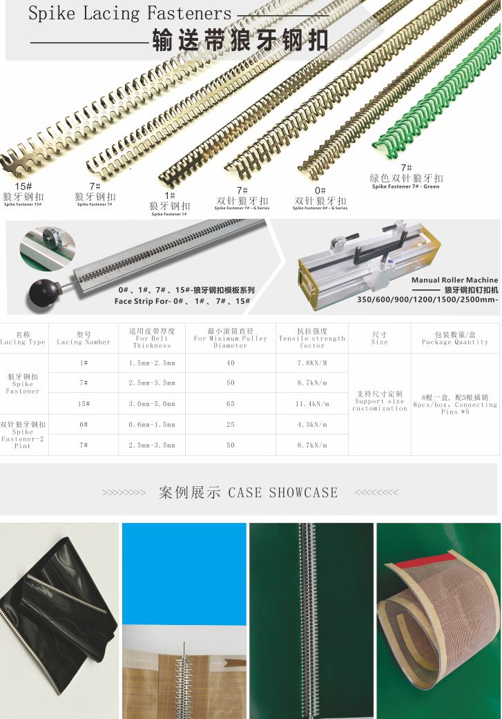 7# 輸送帶雙針交錯(cuò)狼牙鋼扣基本參數(shù)